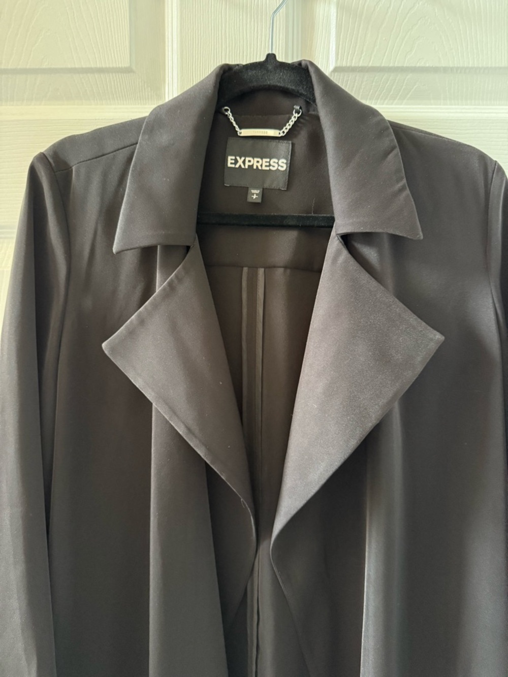Express Black Open-Front Long Coat - Picture 3 of 5